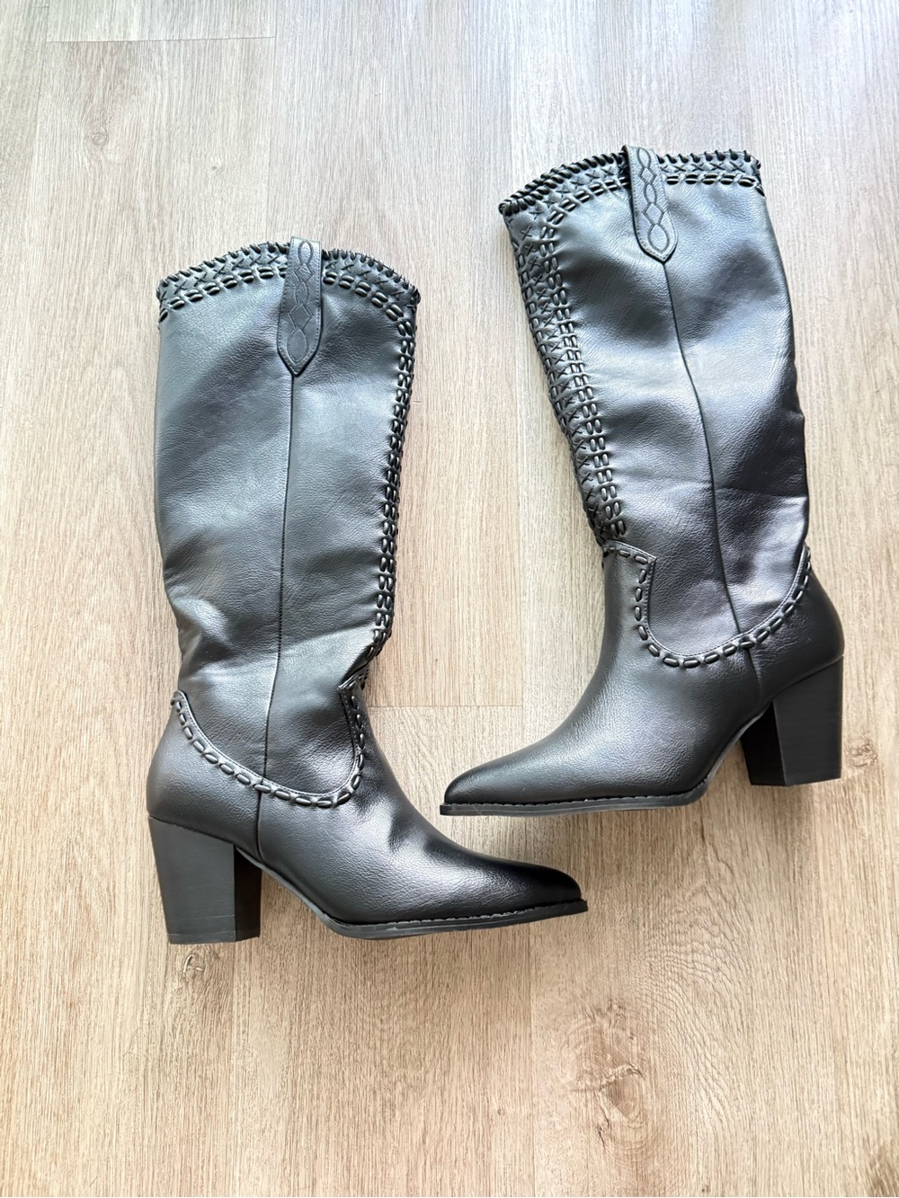 billini finley black western tall cowboy cowgirl rancher heeled boots size 7 NEW